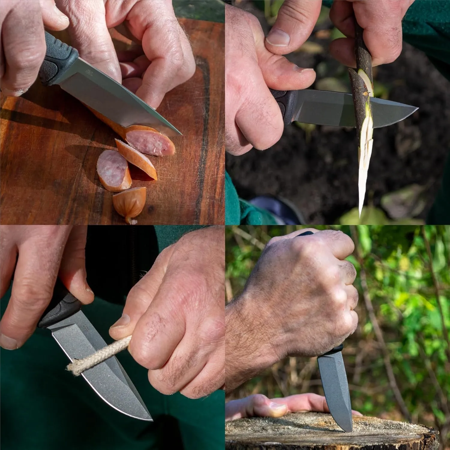 Ganzo G807-BK Fixed Blade Knife 9CR14 Stainless Steel Blade Ergonomic Anti-Slip Handle Camping Hunting Fishing Outdoor EDC Knife with PP Scabbard Sheath (Black)