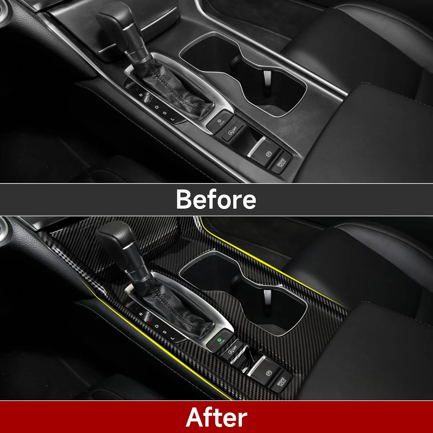 Gas Version Gear Shift Panel Decals for Honda Accord 2018 2019 2020 2021 2022 10th Gen Accessories ABS Carbon Fiber Interior Stickers