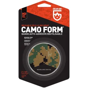 GEAR AID Camo Form Self-Cling and Reusable Camouflage Wrap, Woodland Digital, 2” x 144” Roll