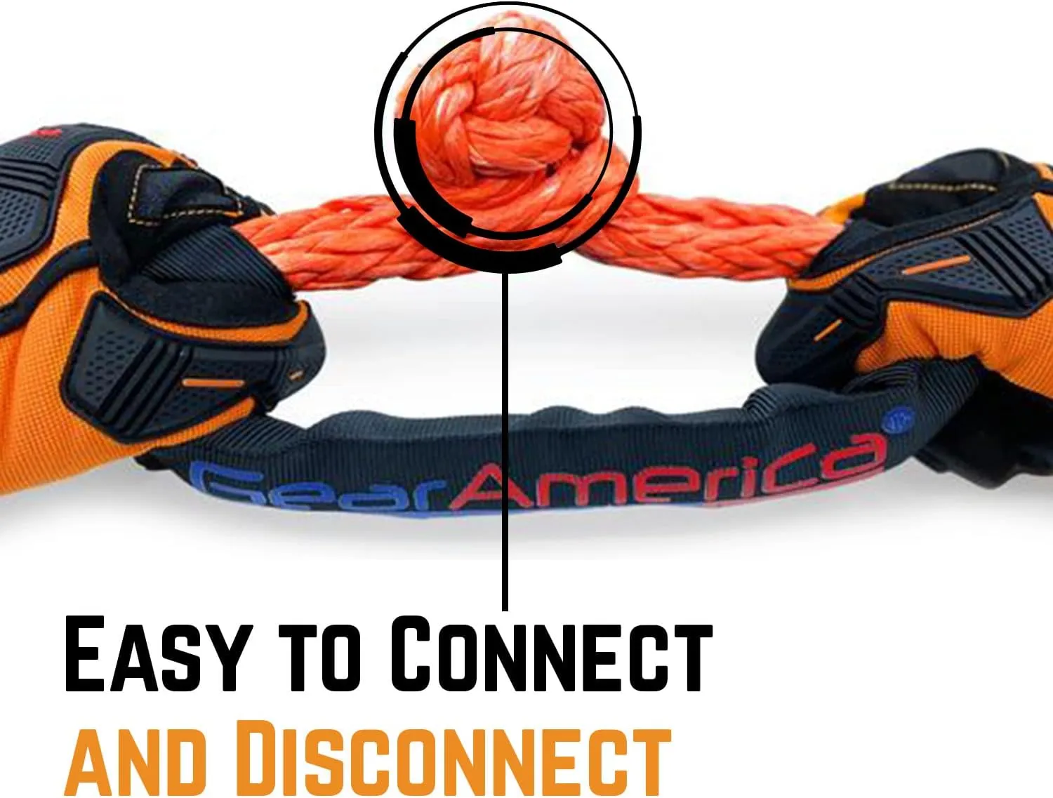 GearAmerica Synthetic Soft Shackles 1/2” Orange (2 Pack) - Made in The USA 45,000 lbs (22.5 US Tons) Strength - Off Road Recovery, Towing & More - Stronger Than Steel D Rings - Bag Included
