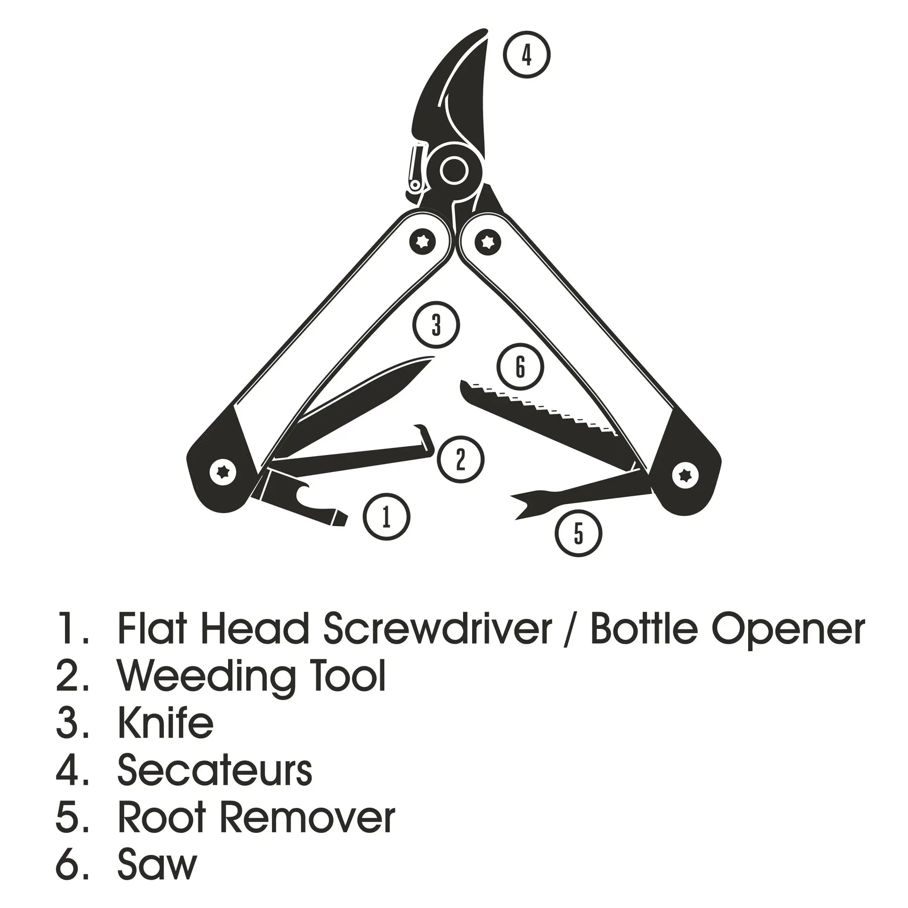 Gentlemen's Hardware 6 in 1 Garden Multi Tool