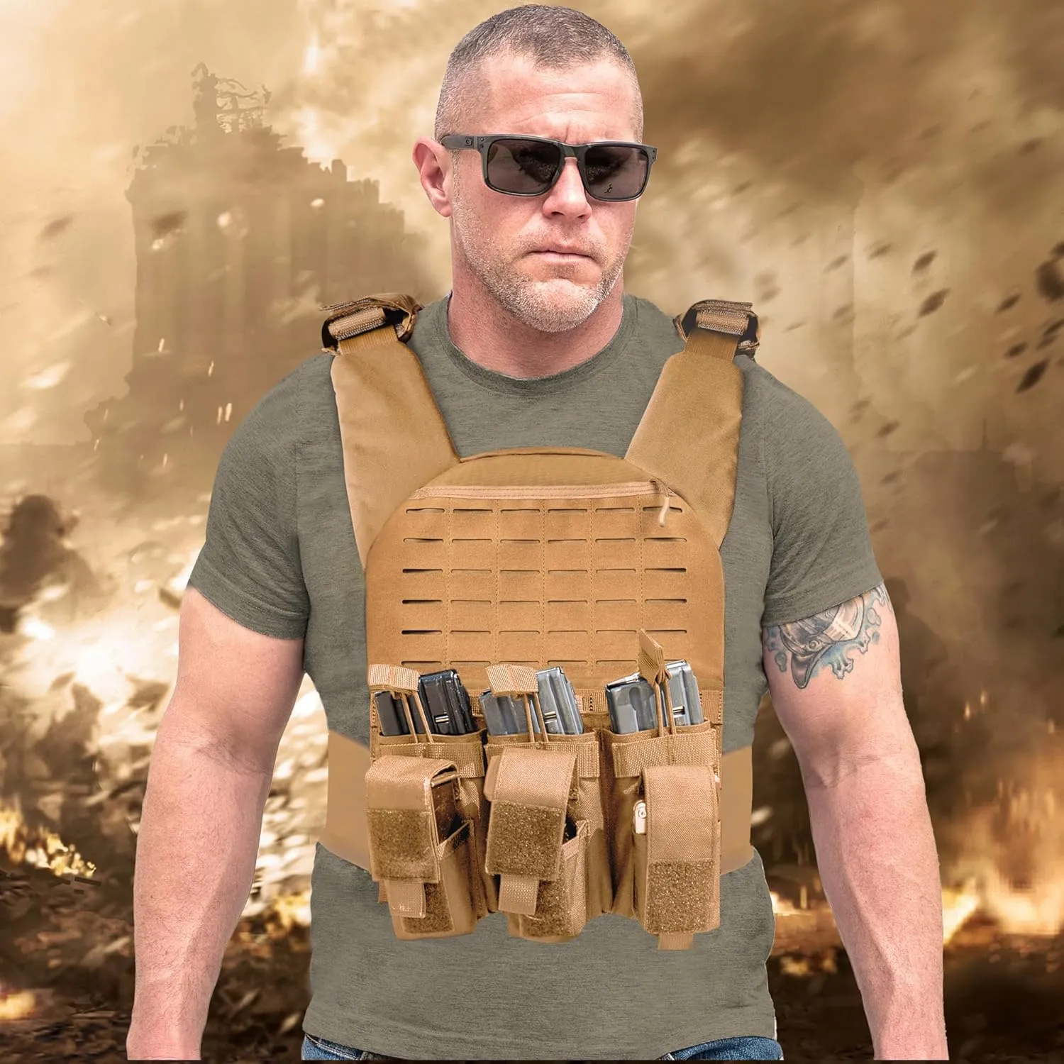 GFIRE Tactical Vest - Airsoft Lightweight Modular 3D Breathable Quick Release Vest, Adjustable Tactical Gear for Training