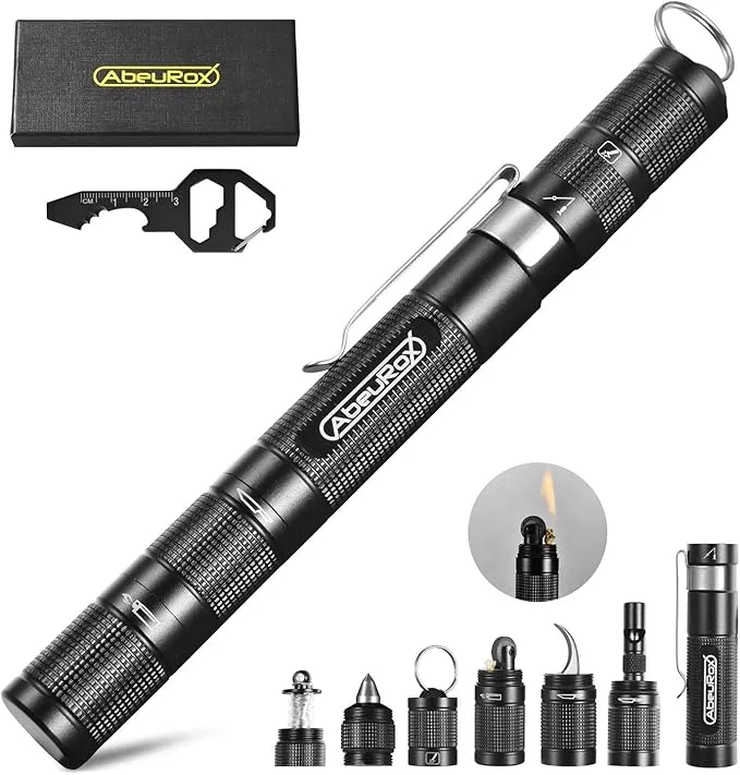 Gift for Men Women, AbeuRox Multitool Tactical Survival Gear with Lighter(No Fuel Include), Fishing Tool, Glass Breaker, Whistle, Blade, A Great EDC Kit, Camping Tool, Scouting Gear