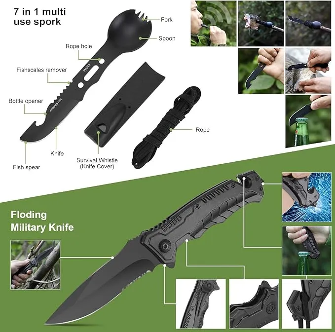 Gifts for Him Men Dad Christmas, Survival Kits, Emergency Survival Gear and Equipment, Cool Gadgets for Men Camping Fishing Hunting Outdoor