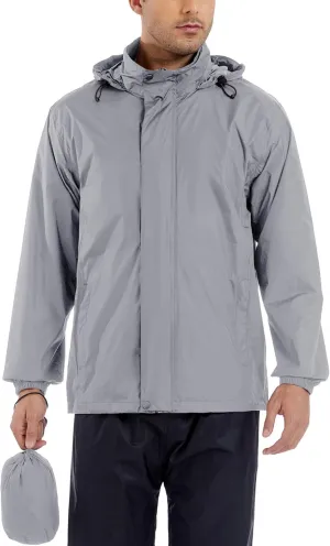 GIISAM Men’s Rain Jacket with Hood Lightweight Rain Coats Waterproof Raincoat Packable Windbreaker for Hiking Cycling