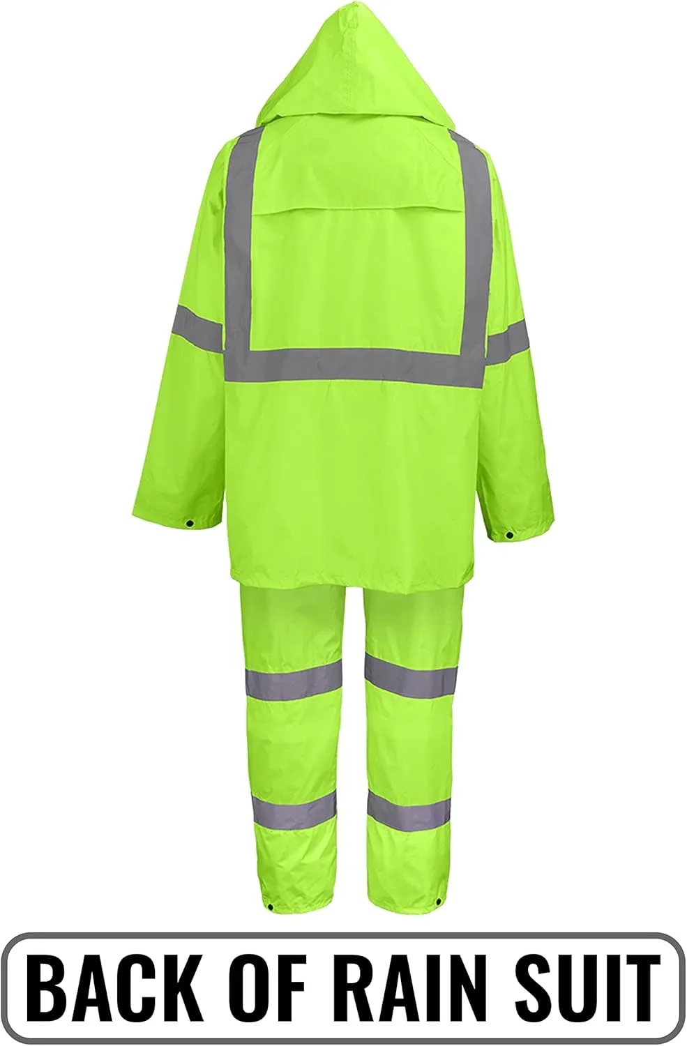 Global Glove FrogWear GLO-8000 Unisex High-Visibility Rain Suit, Lightweight Three-Piece Rain Gear with Waterproof Jacket