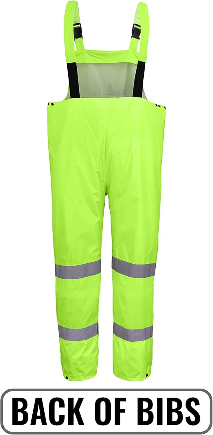 Global Glove FrogWear GLO-8000 Unisex High-Visibility Rain Suit, Lightweight Three-Piece Rain Gear with Waterproof Jacket