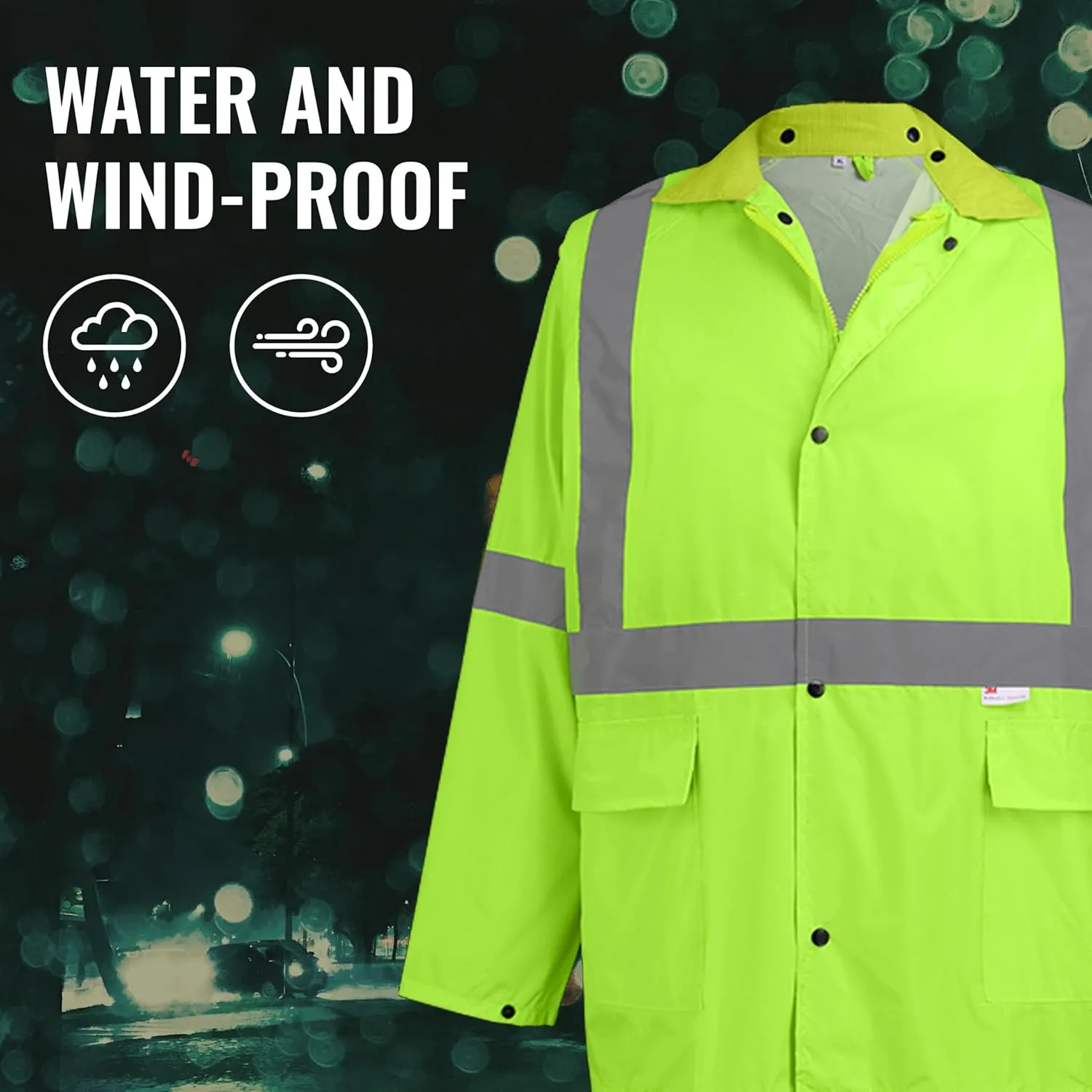 Global Glove FrogWear GLO-8000 Unisex High-Visibility Rain Suit, Lightweight Three-Piece Rain Gear with Waterproof Jacket