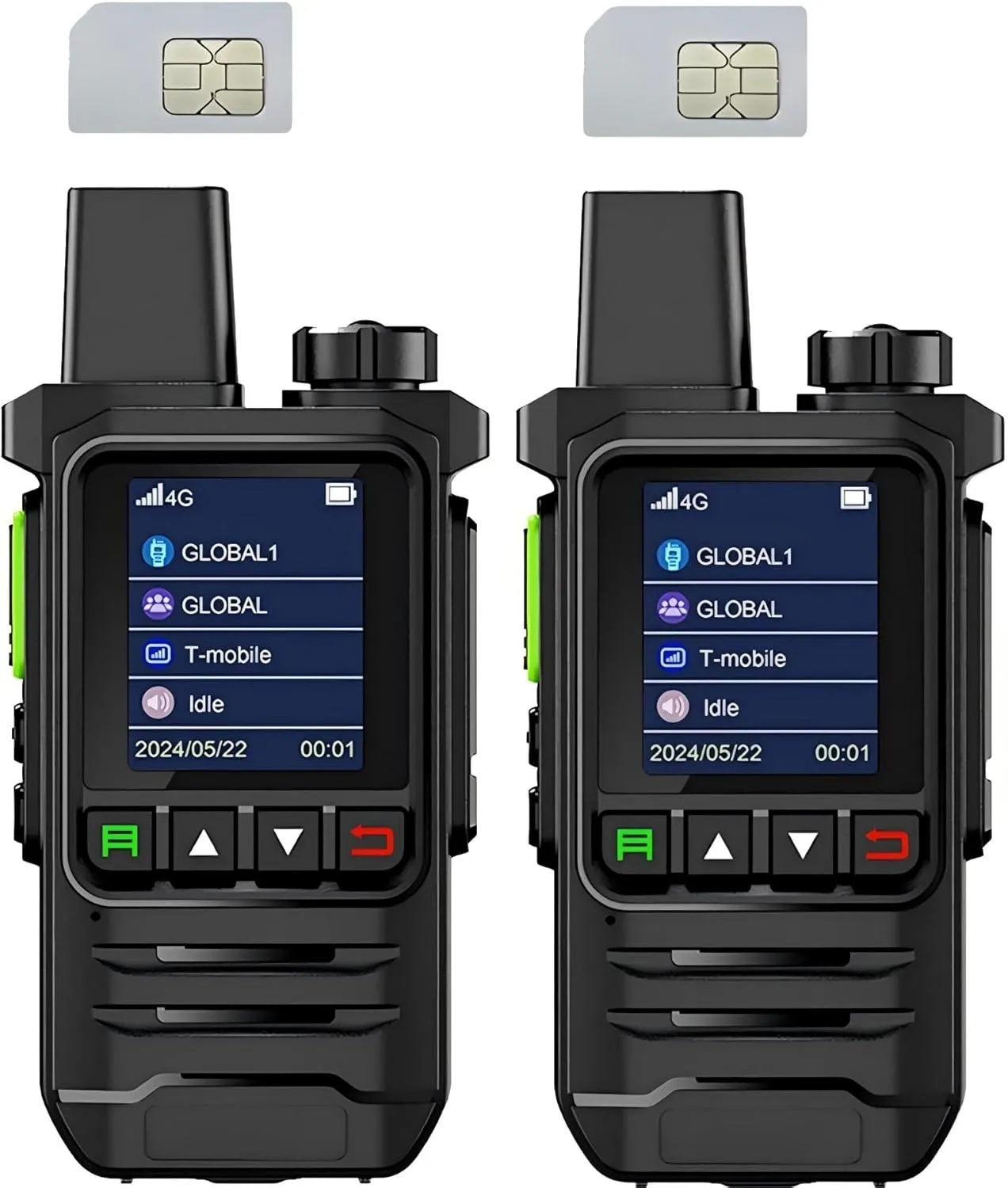 Global Walkie Talkies with SIM Cards 2-Pack - Unlimited Range Two-Way with 5000mAh Rechargeable Battery - PoC Two Way for Security, Outdoor Adventures & Travel Teams.