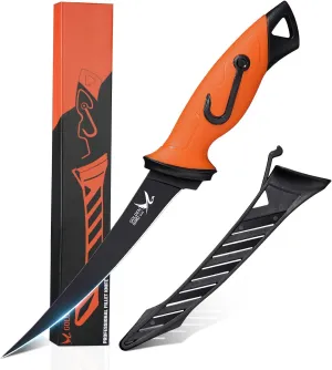 Golden Bird 6'' Fillet Knife - Fishing Knife 5Cr15Mov Steel Boning Knives with Sharp Edge, Non-Slip Handles Fish Knives with Sheath for Outdoors, Camping, Hiking, Men's Gift