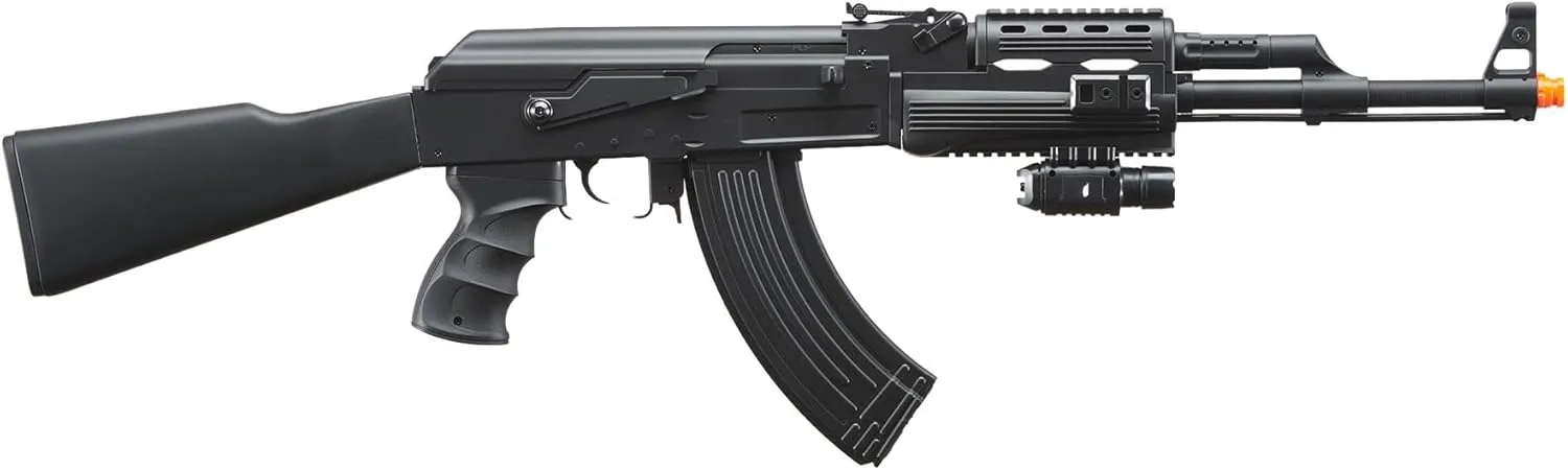 GoldenBall Airsoft Tactical Durable AK47 AEG with Spring Pistol Kit-Battery & Charger, Laser, Flashlight, 0.12g BBS Included