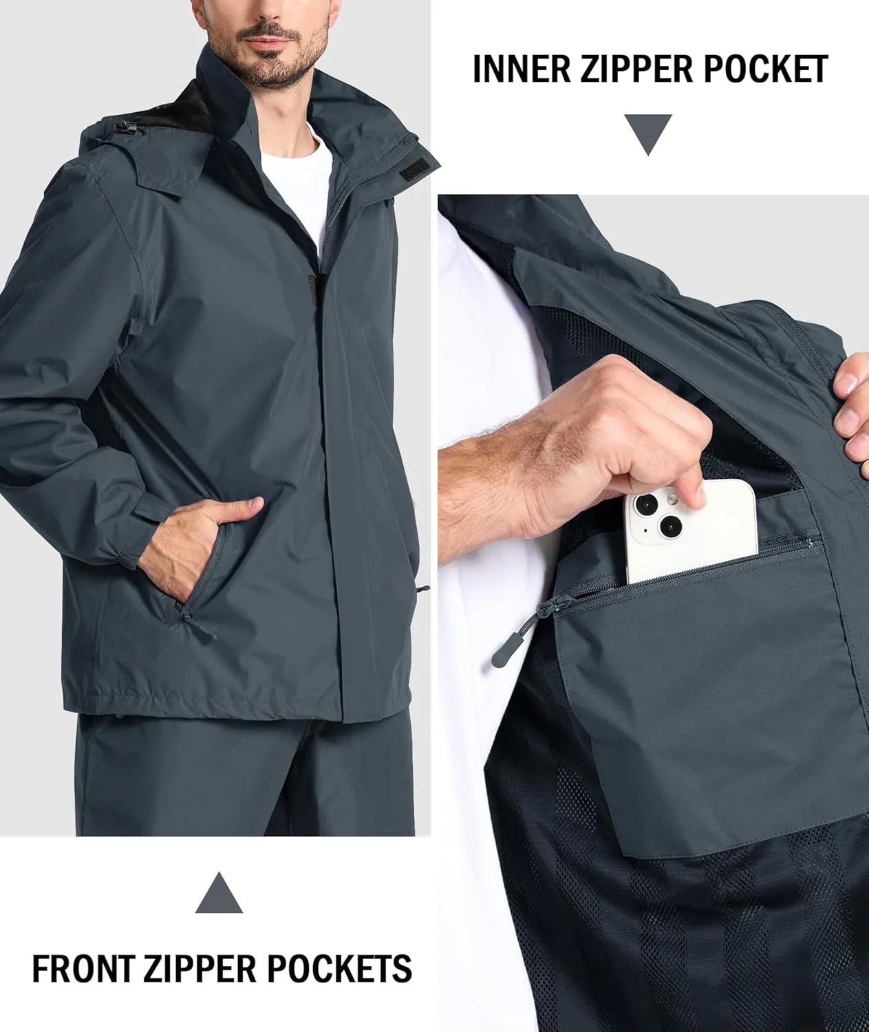 Golf Rain Gear for Men Rain Suit Waterproof Fishing Rain Jacket and Pants M/L/XL/XXL