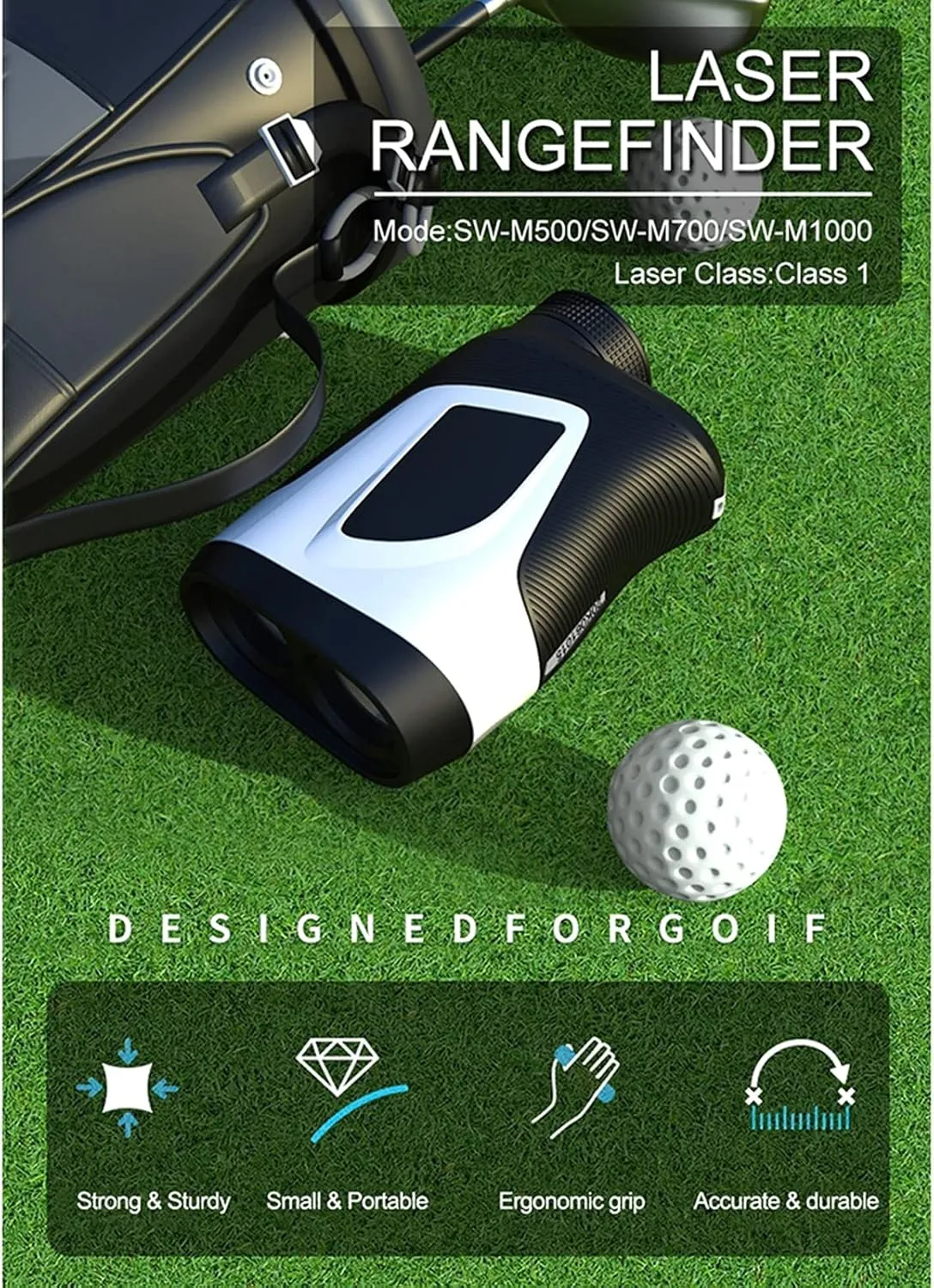 Golf RangeFinder, 500/700/1000M,with Slope On/Off,6X Magnification,Laser Binoculars,Flag Lock with Vibration, 600 Meters/Yards Range Finder,Waterproof,500m