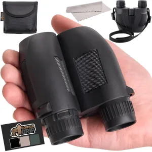 GORILLA GRIP 10x25 Compact Binoculars for Adults with Strap, Superior High Powered Clear 10X Magnification, Lightweight, Nigh.