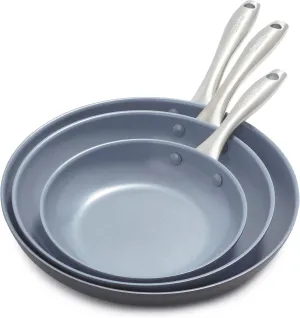 GreenPan Lima Ceramic Hard Anodized 8" 10" and 12" Frying Pan Skillet Set Nonstick, PFAS/PFOA-Free Nontoxic Pots and Pans, Oven & Broiler Safe, Stainless Steel Handle, Cookware for Eggs & Omelet, Gray