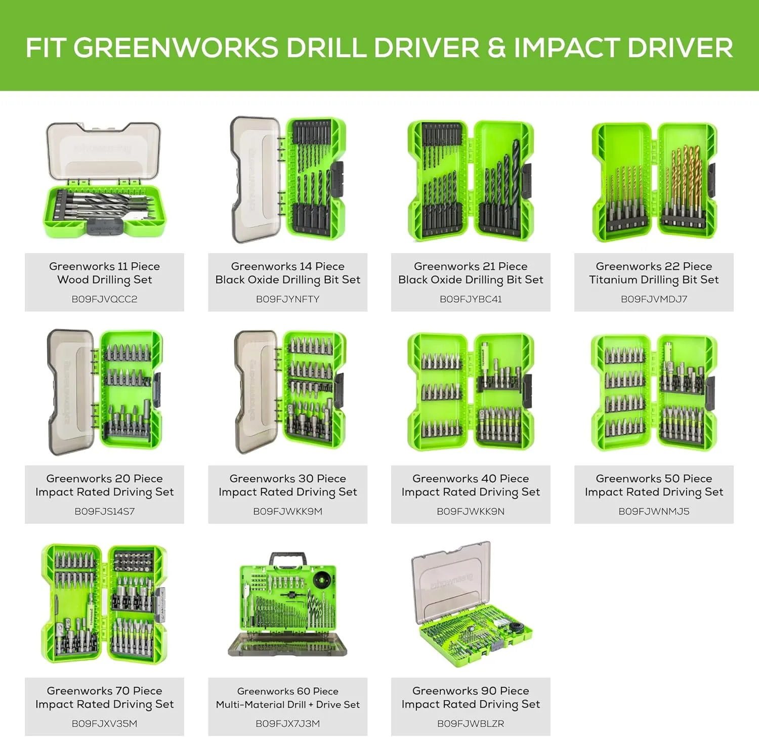 Greenworks 24V Cordless Impact Driver Kit, 1/4-inch Hex, 1950 in./lbs Torque, Variable Speed Brushless Impact Drill/Driver Set, 2 Batteries & Adapter charger, Bits and Tool Bag Included