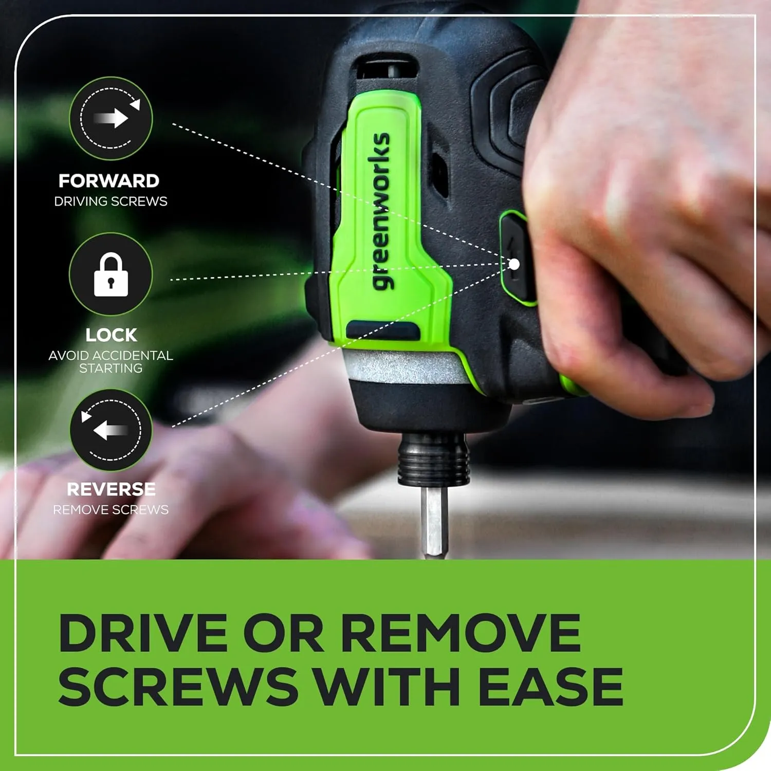Greenworks 24V Cordless Impact Driver Kit, 1/4-inch Hex, 1950 in./lbs Torque, Variable Speed Brushless Impact Drill/Driver Set, 2 Batteries & Adapter charger, Bits and Tool Bag Included