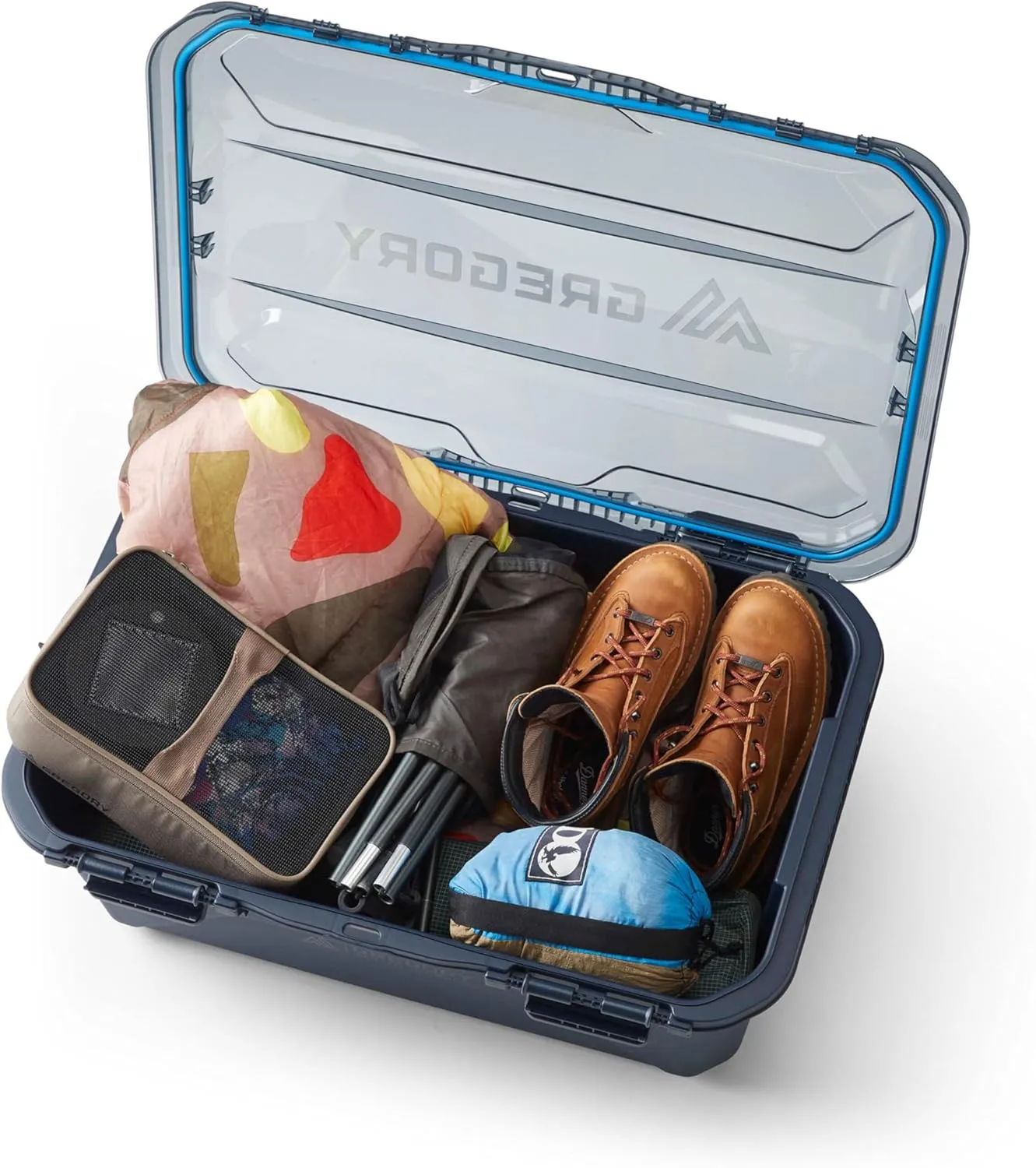 Gregory Alpaca 45L Waterproof Gear Organization/Camping Gear Box with Transparent Removeable Lid Slate Blue, 2 Pack