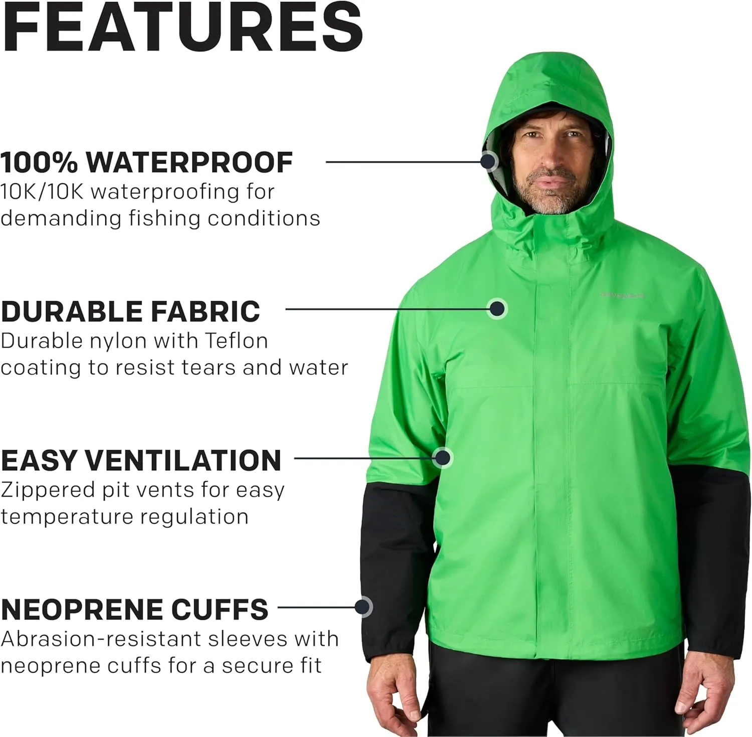 Grundens Dreadnought Jacket - Waterproof and Wind Resistant Jacket, All Weather Commercial Fishing Jacket, Medium Duty