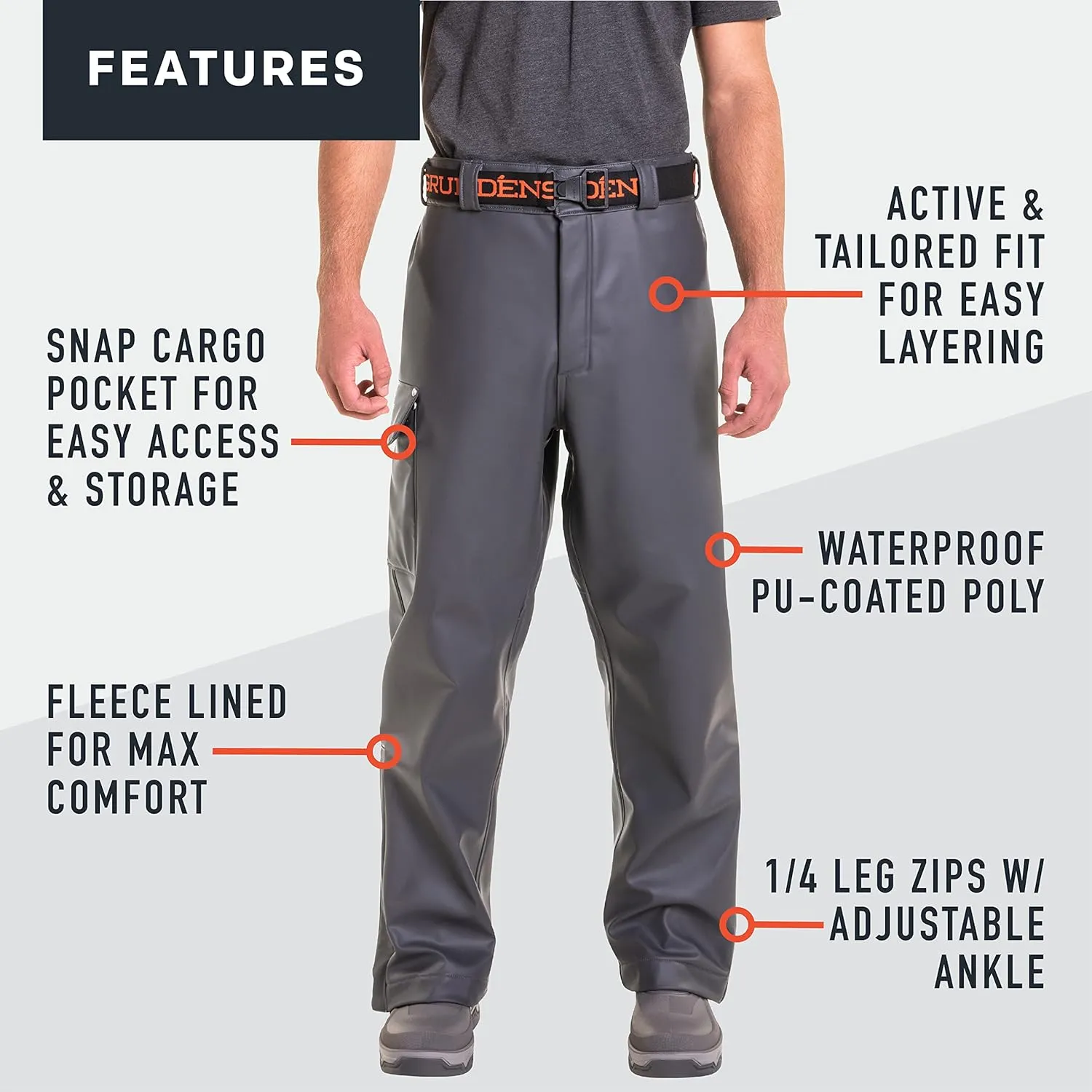 Grundéns Men's Neptune Thermo Pant | Durable Waterproof Protection Pant for Fishing, Rain Gear, Stretchy and Adjustable