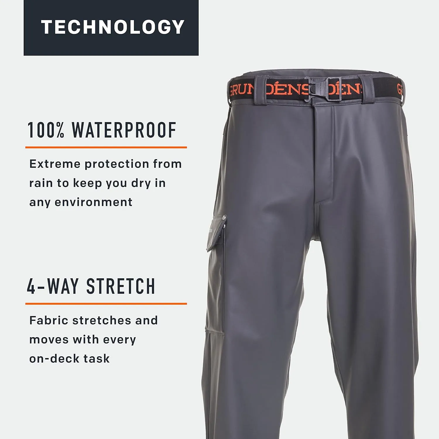 Grundéns Men's Neptune Thermo Pant | Durable Waterproof Protection Pant for Fishing, Rain Gear, Stretchy and Adjustable