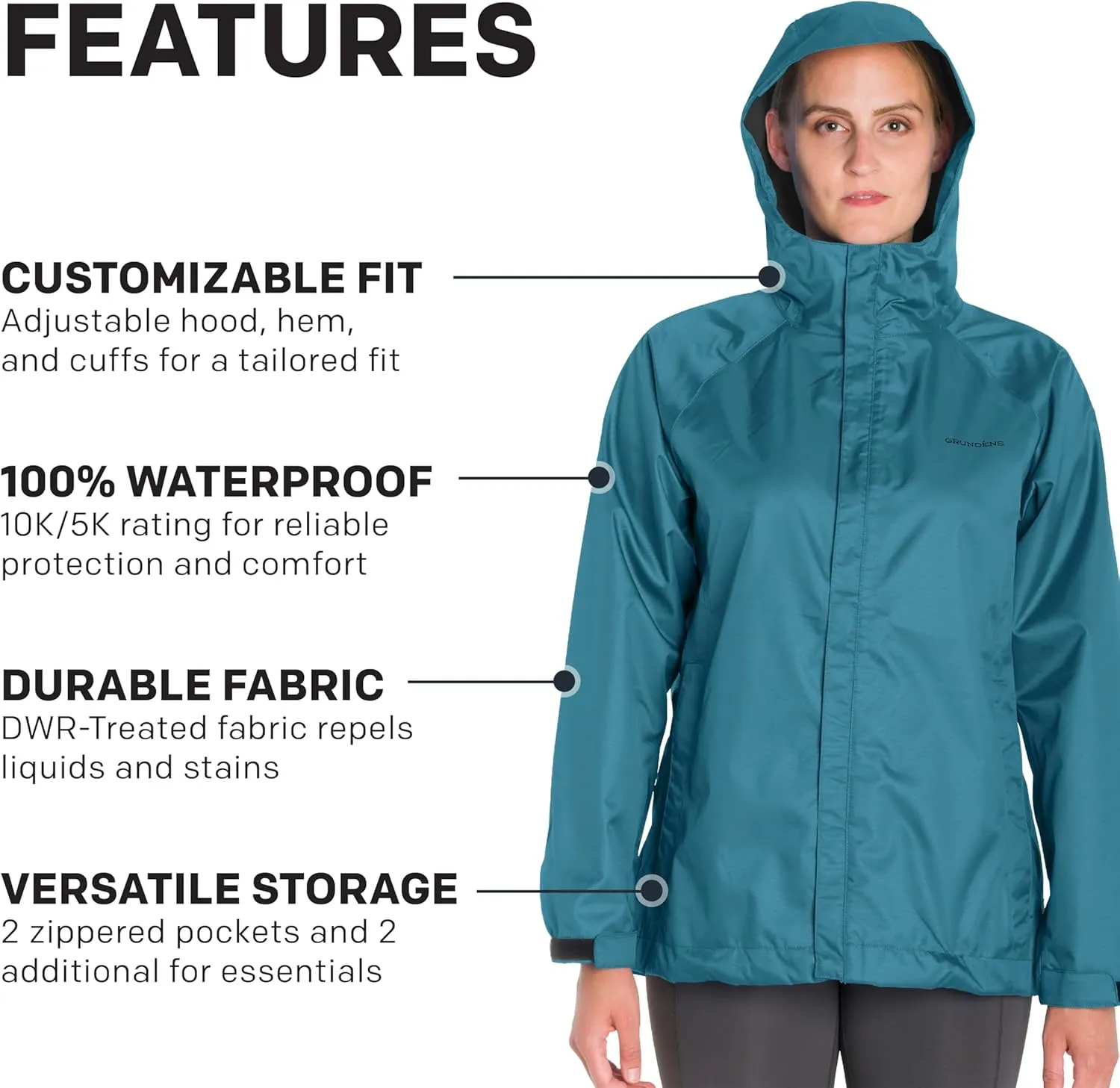 Grundéns Women’s Weather Watch Hooded Fishing Jacket | Waterproof, Stain-Resistant