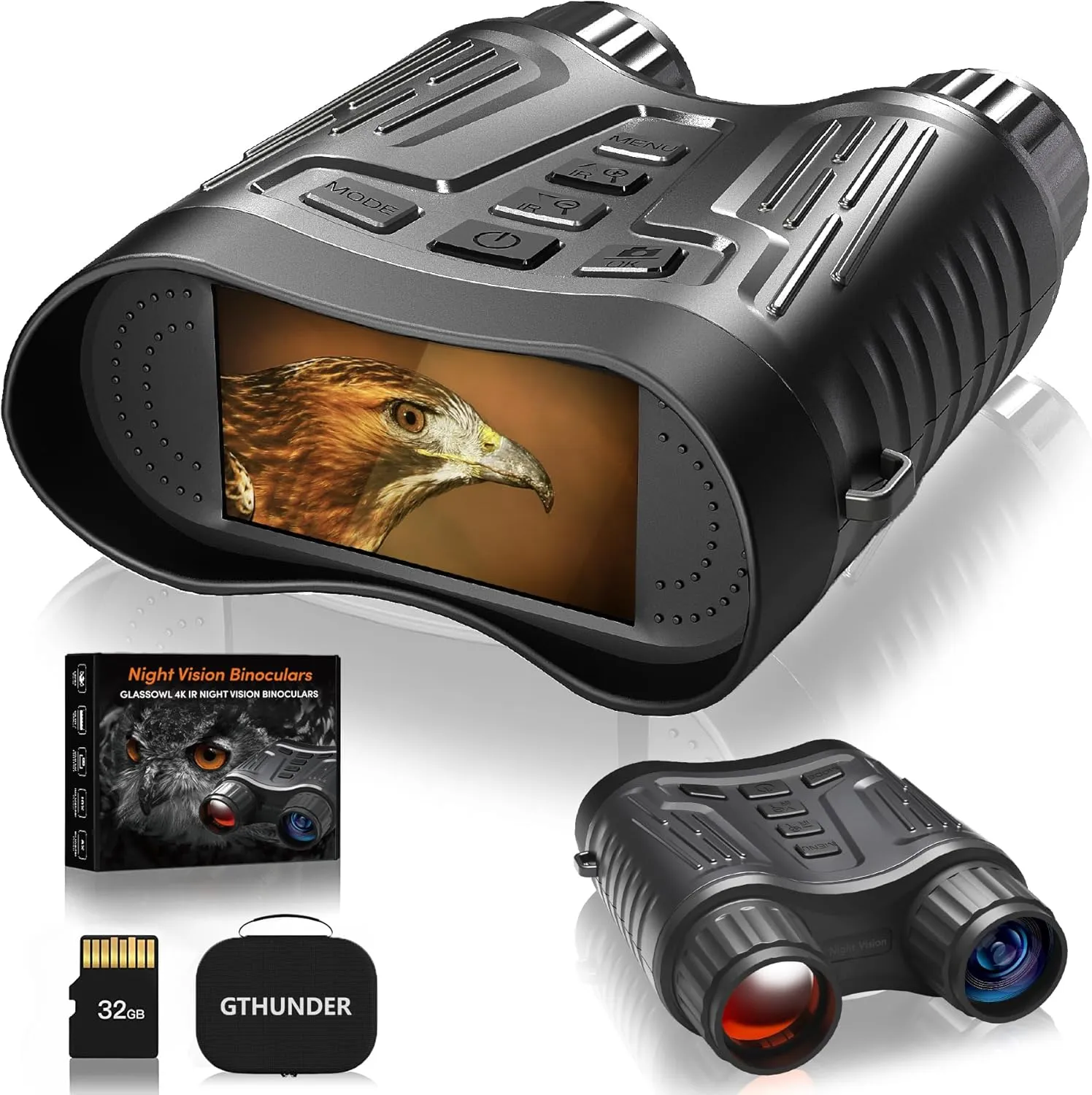 GTHUNDER Night Vision Binoculars - 4K Rechargeable Infrared Digital Night Vision Goggles