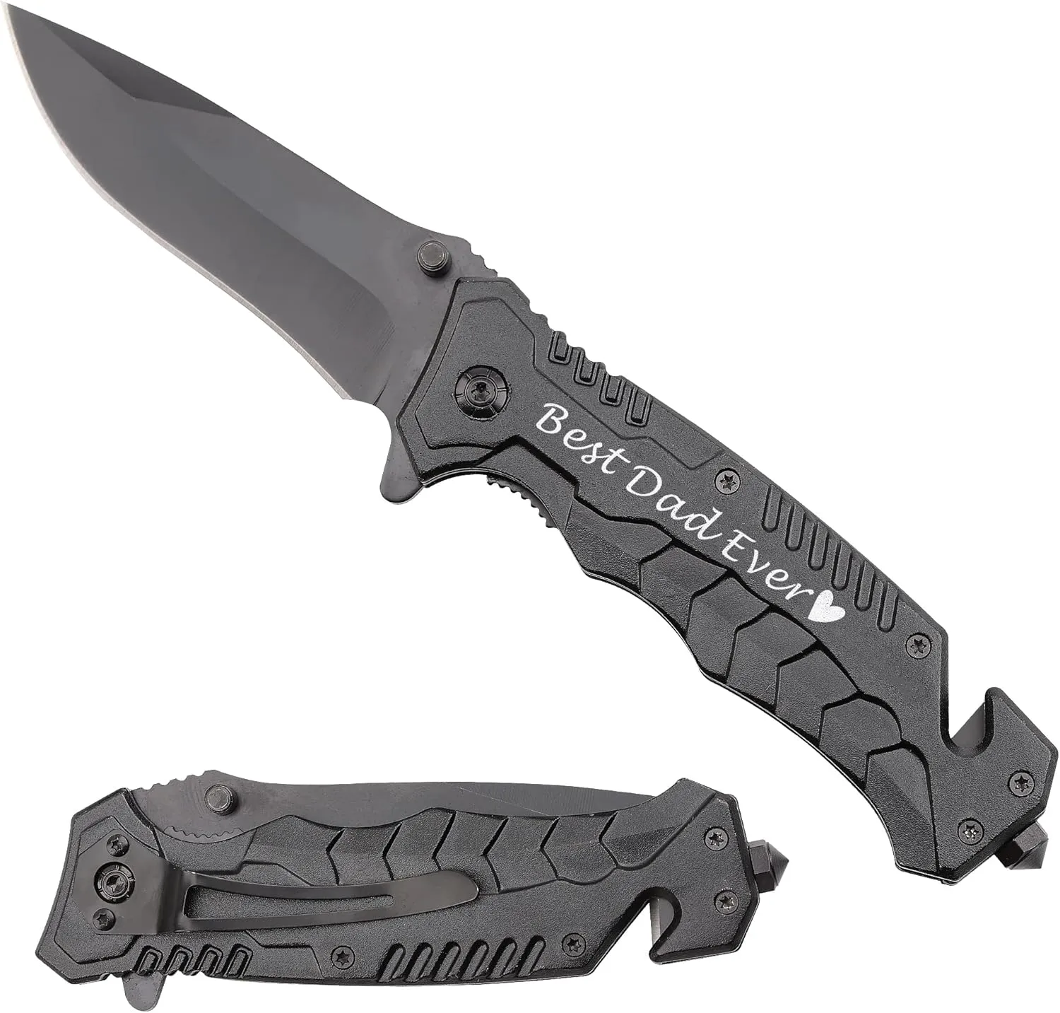 Gtizry Father's Day Gifts for Dad from Daughter Son - Best Dad Ever, Multifunctional Folding Knife for Fishing, Camping and Hunting - Birthday Christmas Gifts for Dad Thanksgiving Day Gift, Black