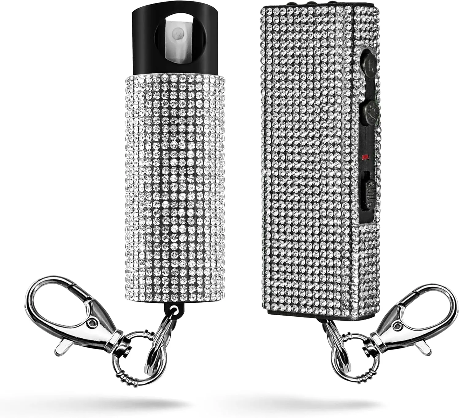 Guard Dog Security Bling It On Stun Gun and Pepper Spray for Self Defense, Fashionable Self-Defense Keychain Set for Women, Glow-in-The-Dark Actuator, 16-Ft Range, USB Rechargeable