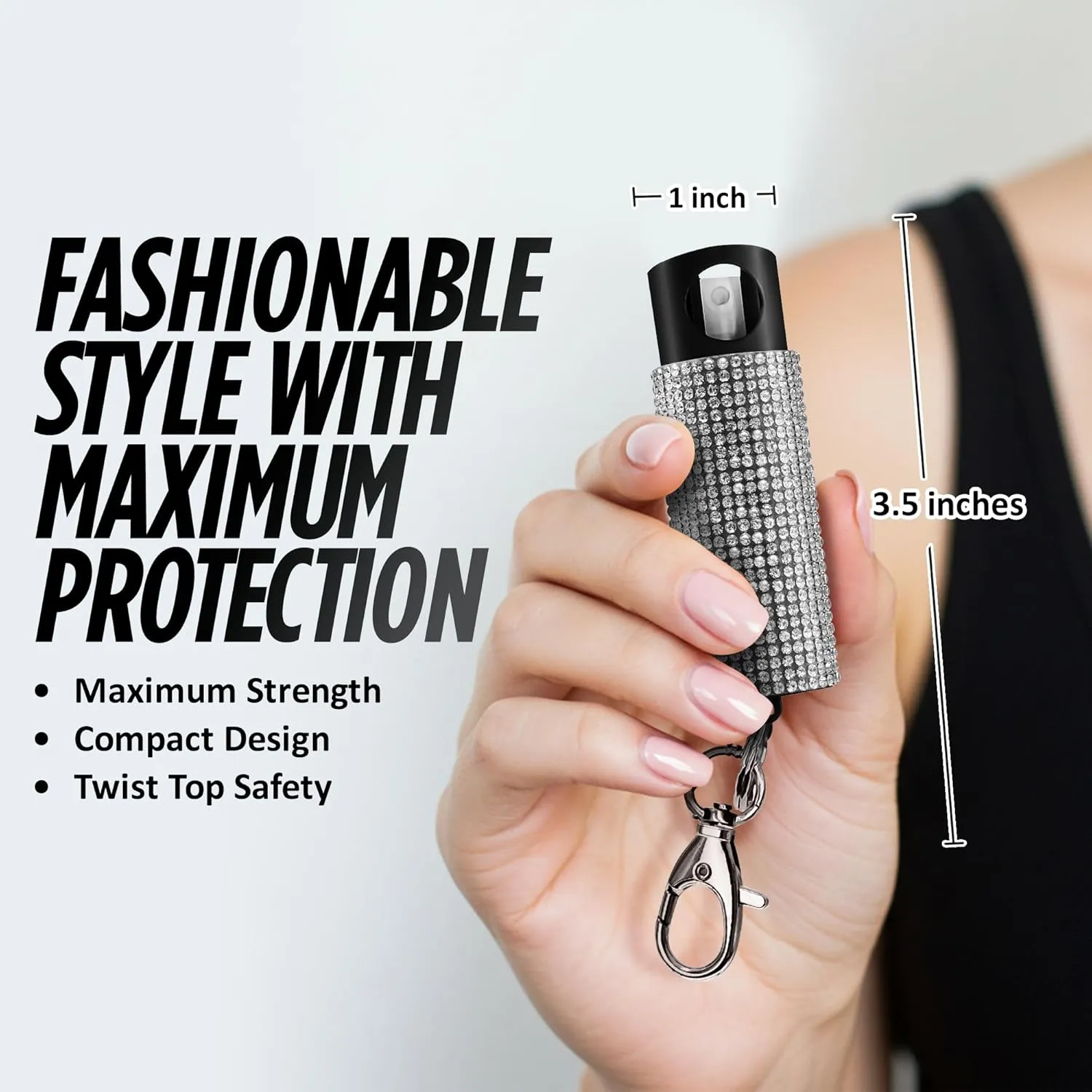 Guard Dog Security Bling It On Stun Gun and Pepper Spray for Self Defense, Fashionable Self-Defense Keychain Set for Women, Glow-in-The-Dark Actuator, 16-Ft Range, USB Rechargeable