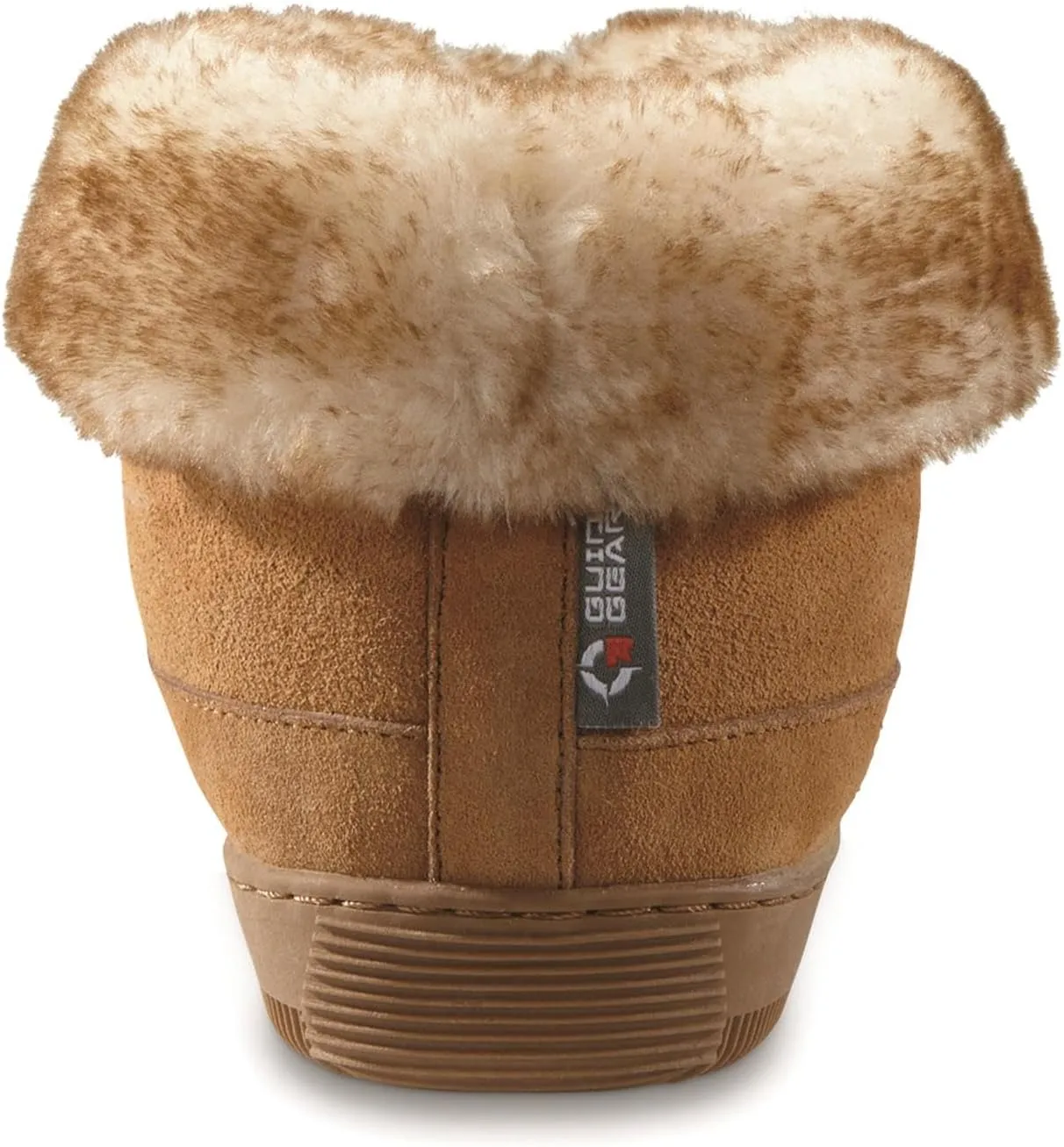 Guide Gear Women’s Suede Wool Roll Bootie Slippers, Warm Cozy Furry Indoor Outdoor Ladies House Shoes