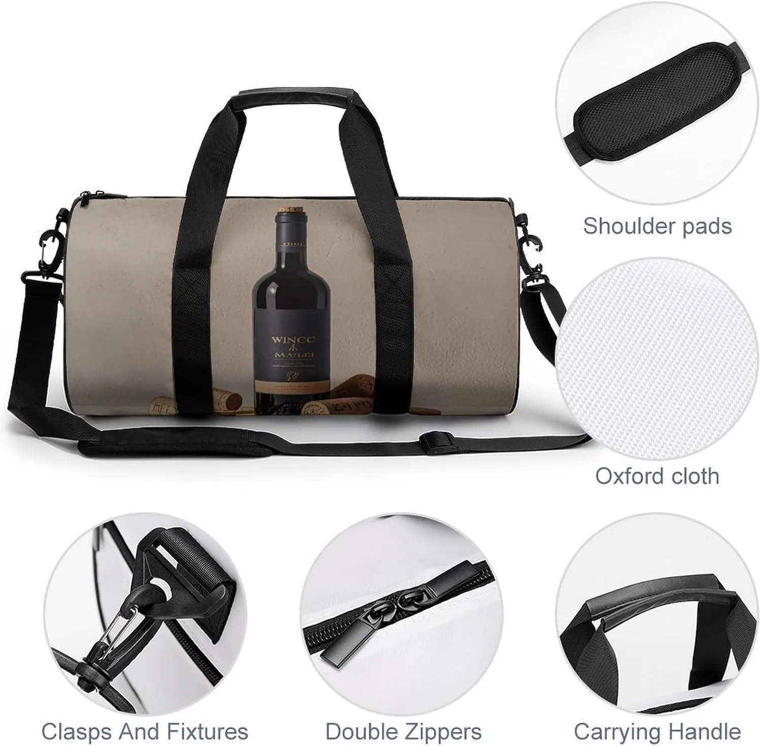 Gym Bags Small Wine Bottle Cork Duffel Bag Overnight Bag with Shoe Compartment Carryon Bag for Men Women