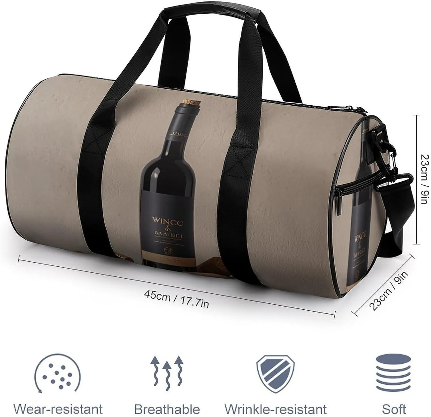 Gym Bags Small Wine Bottle Cork Duffel Bag Overnight Bag with Shoe Compartment Carryon Bag for Men Women