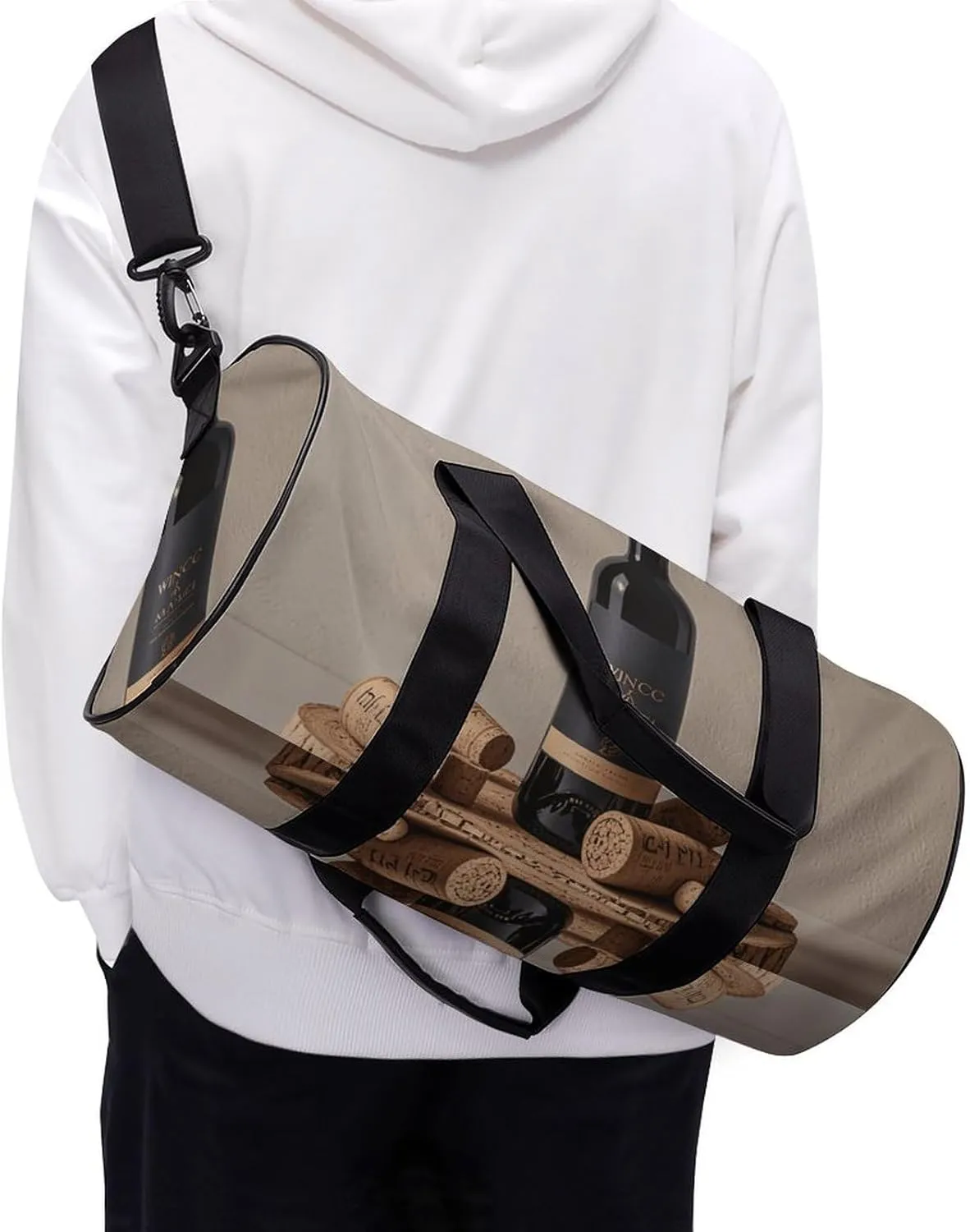 Gym Bags Small Wine Bottle Cork Duffel Bag Overnight Bag with Shoe Compartment Carryon Bag for Men Women