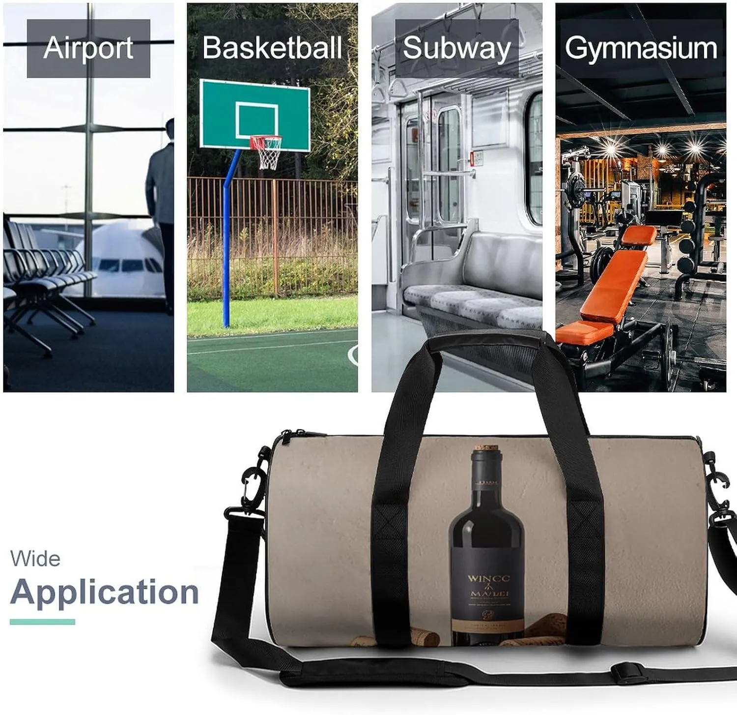 Gym Bags Small Wine Bottle Cork Duffel Bag Overnight Bag with Shoe Compartment Carryon Bag for Men Women