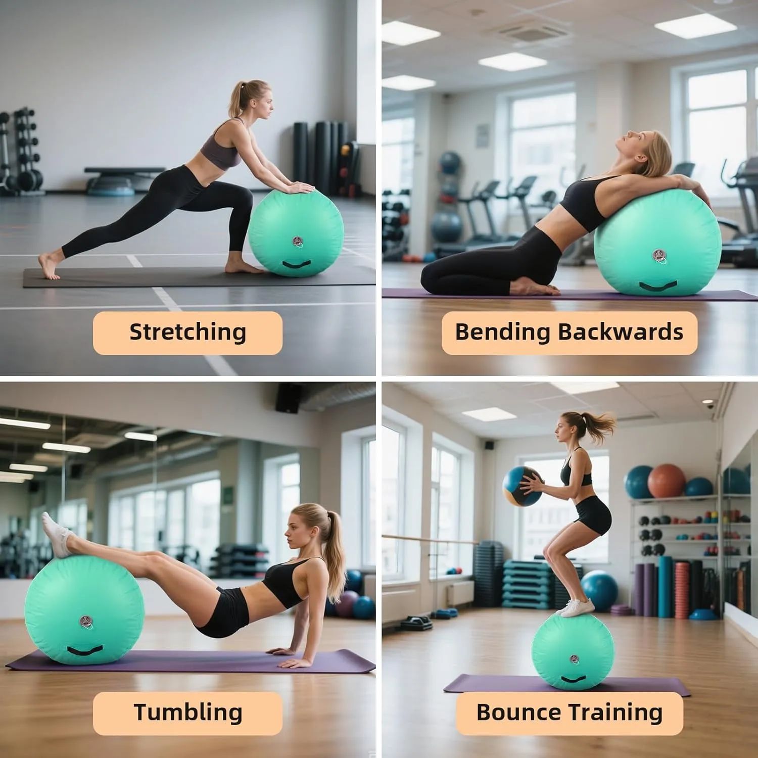 Gymnastics Air Barrel Inflatable Tumbling Roller Air Mat,Gymnastic Equipment Octagon Mat with Electric Pump for Backhandspring/Training Cheerleading/Yoga/Home Use
