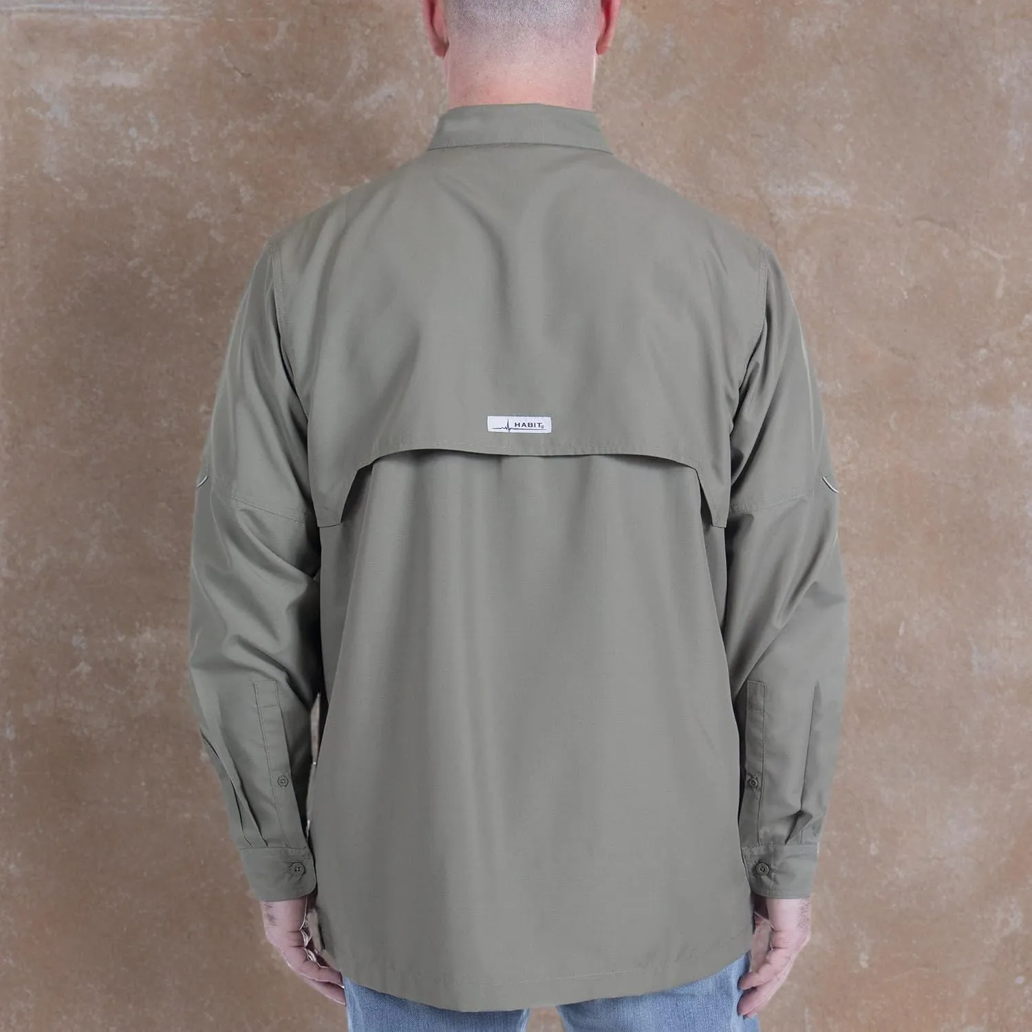HABIT Men's Fourche Mountain Long Sleeve River Guide Fishing Shirt - UPF 40  UV Protection
