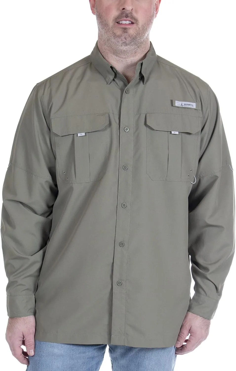 HABIT Men's Fourche Mountain Long Sleeve River Guide Fishing Shirt - UPF 40  UV Protection