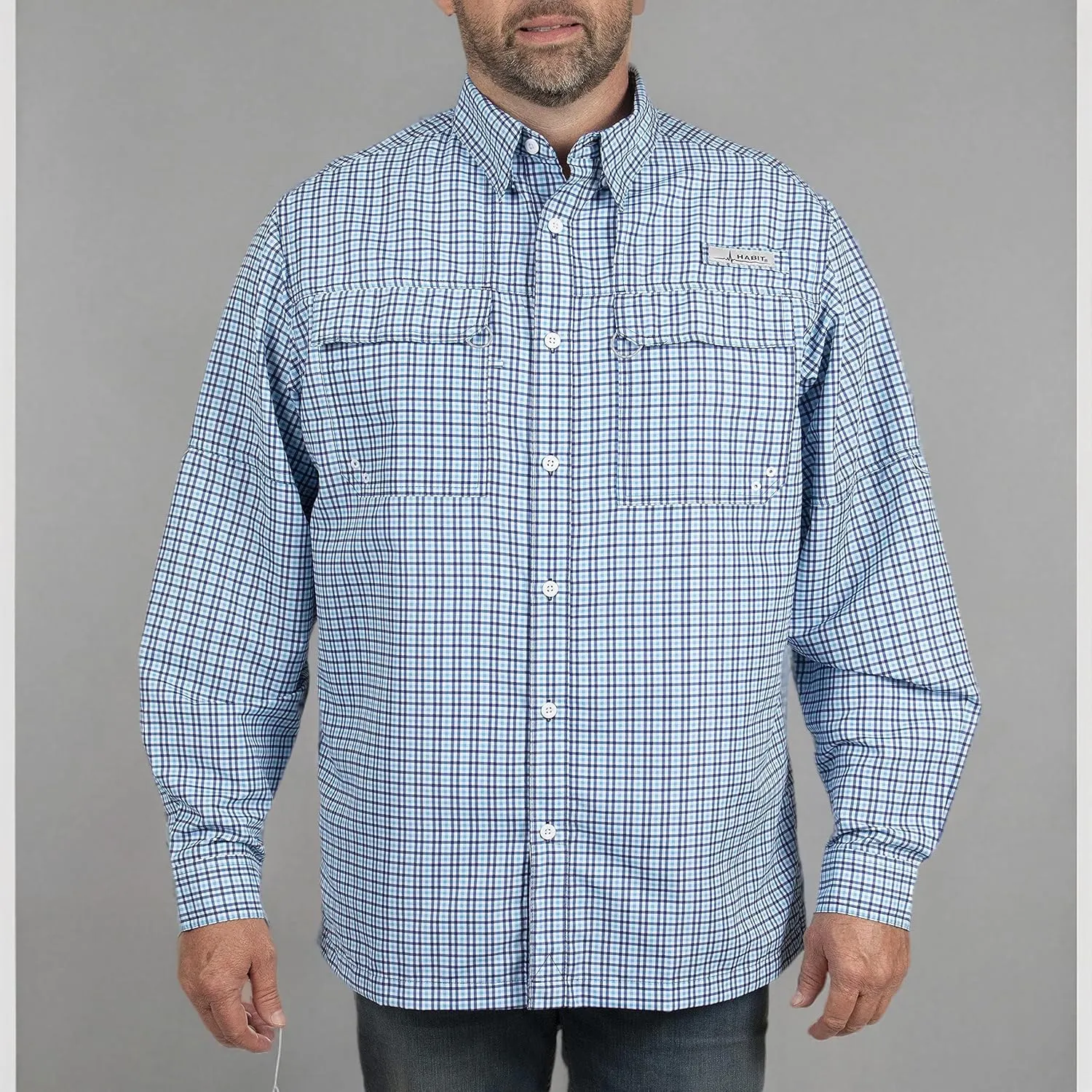 HABIT Men’s Skirr River Long Sleeve River Guide Fishing Shirt