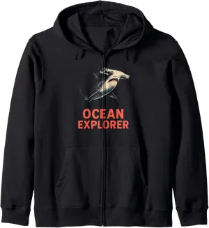 Hammerhead Shark Ocean Explorer Surf's Up Men's Beach Zip Hoodie