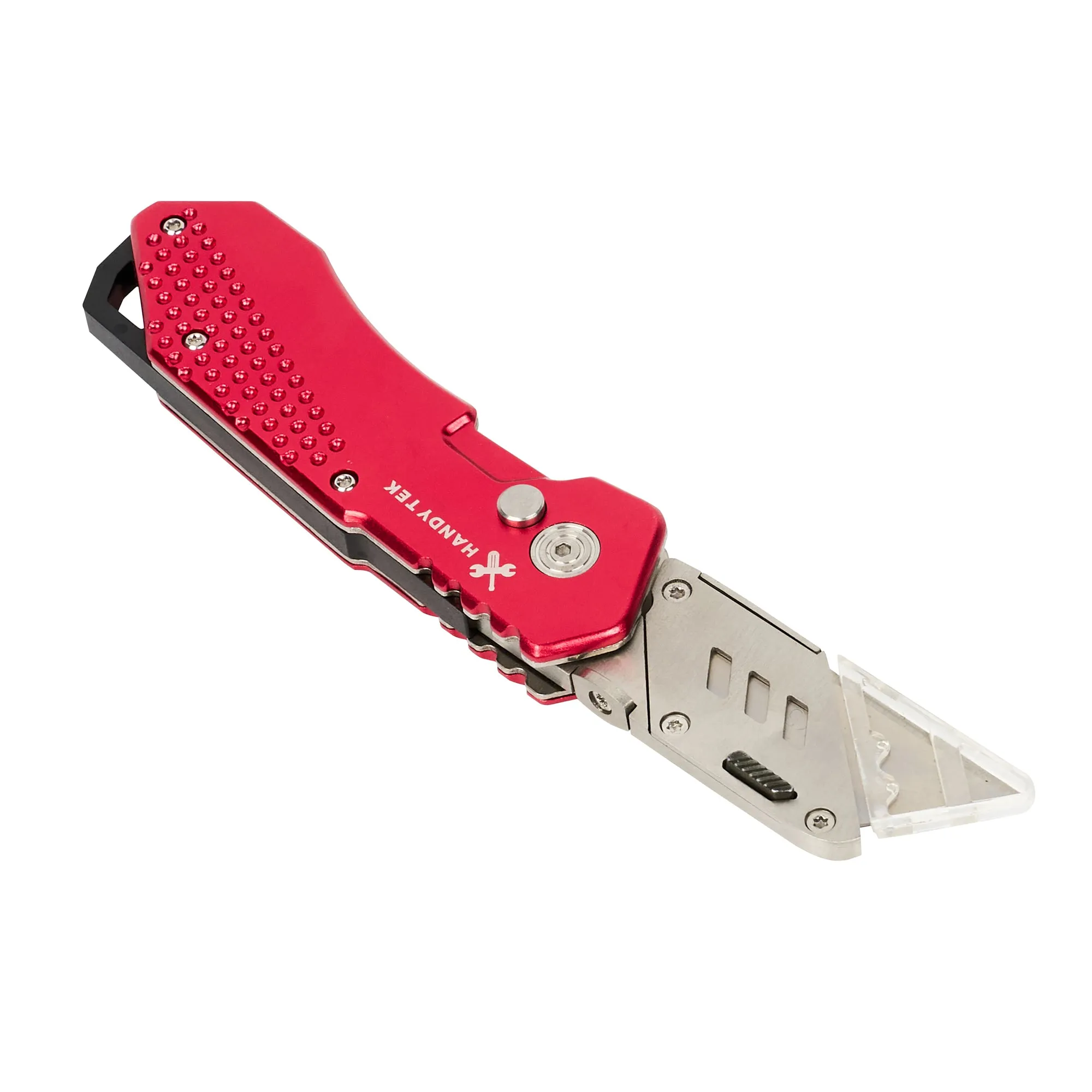 Handy Tek Red Folding Utility Knife - Quick Change, Lock Back, Heavy Duty - 6 3/4" - 6 count box