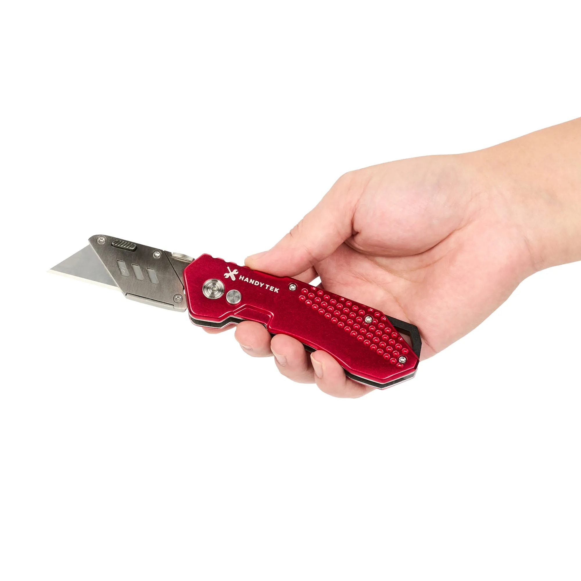 Handy Tek Red Folding Utility Knife - Quick Change, Lock Back, Heavy Duty - 6 3/4" - 6 count box