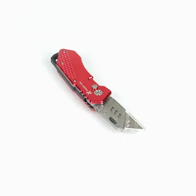 Handy Tek Red Folding Utility Knife - Quick Change, Lock Back, Heavy Duty - 6 3/4" - 6 count box
