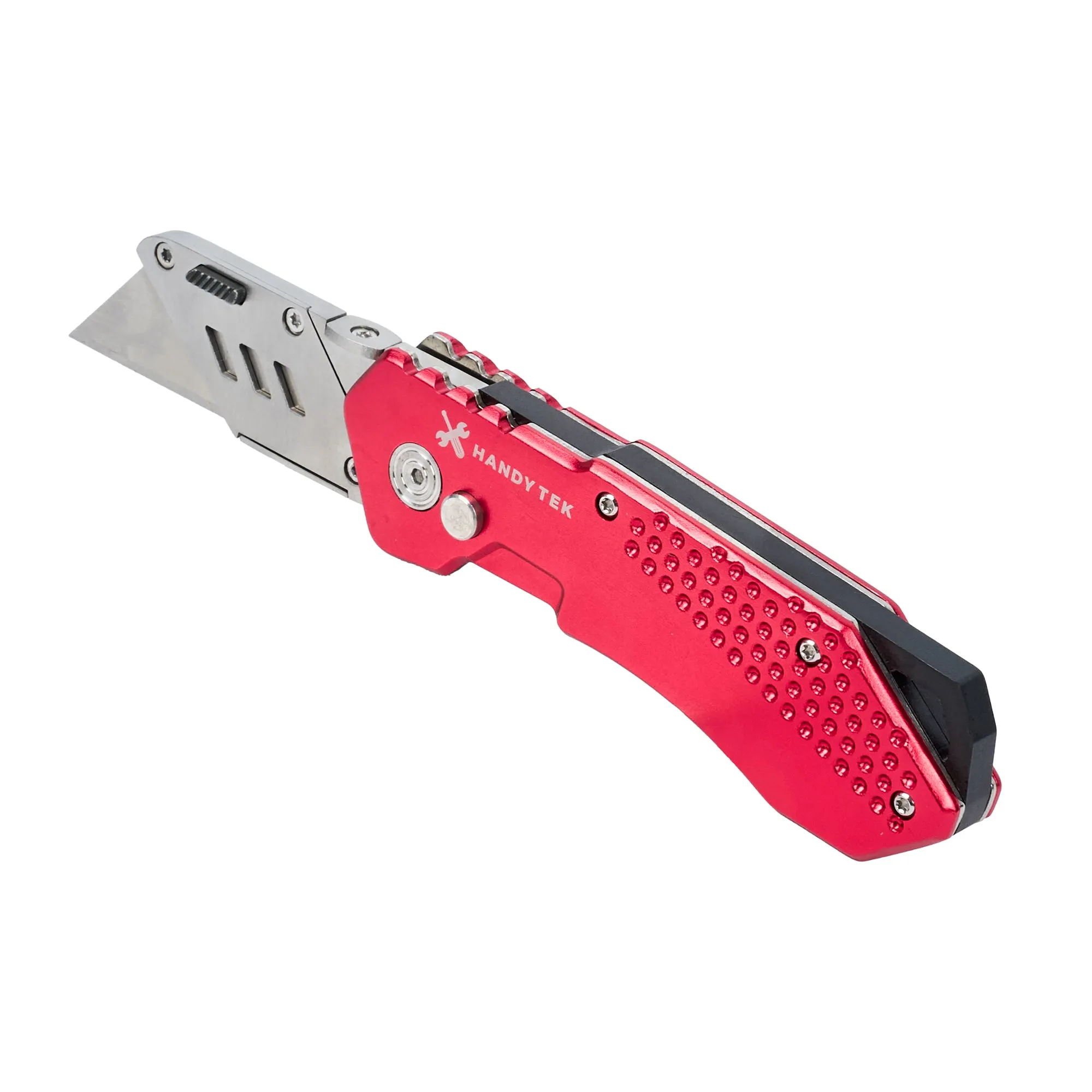 Handy Tek Red Folding Utility Knife - Quick Change, Lock Back, Heavy Duty - 6 3/4" - 6 count box