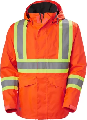 Helly-Hansen Alta Waterproof High Visibility Shell Jackets for Men with Detachable Hood and Napoleon Pocket; Class 3