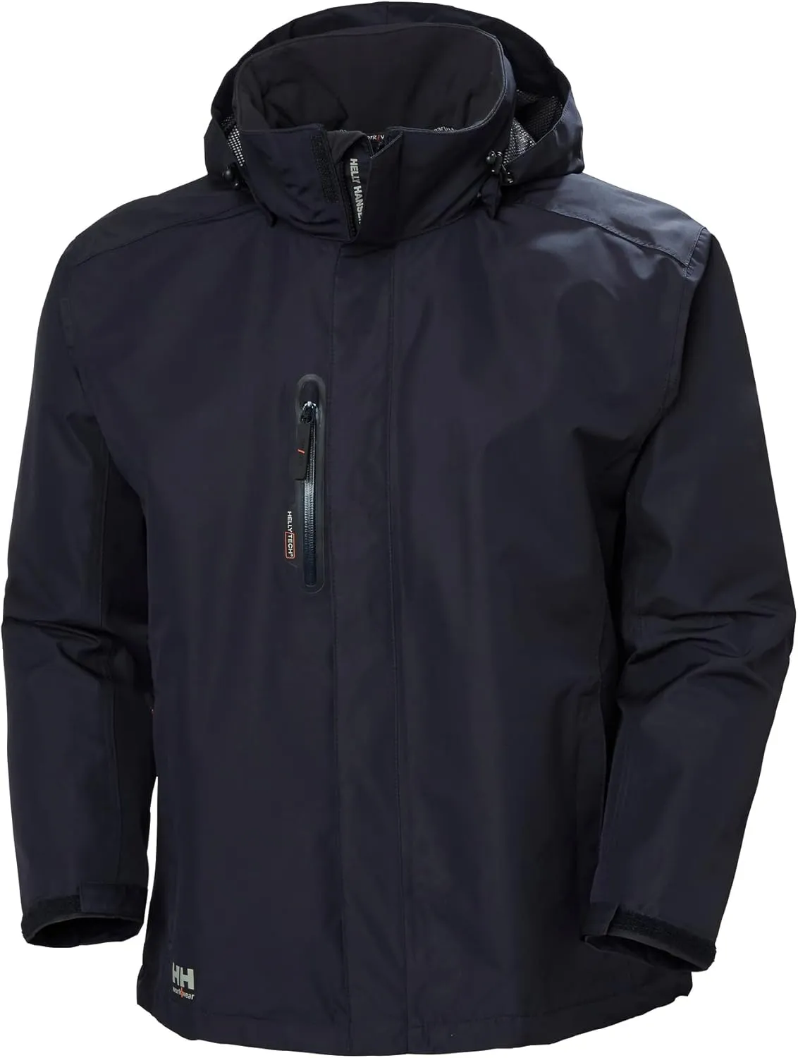 Helly-Hansen Workwear Manchester Waterproof Shell Jackets for Men with High Collar and Detachable Hood, 3 Zippered Pockets