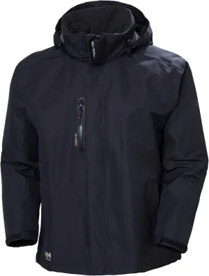 Helly-Hansen Workwear Manchester Waterproof Shell Jackets for Men with High Collar and Detachable Hood, 3 Zippered Pockets
