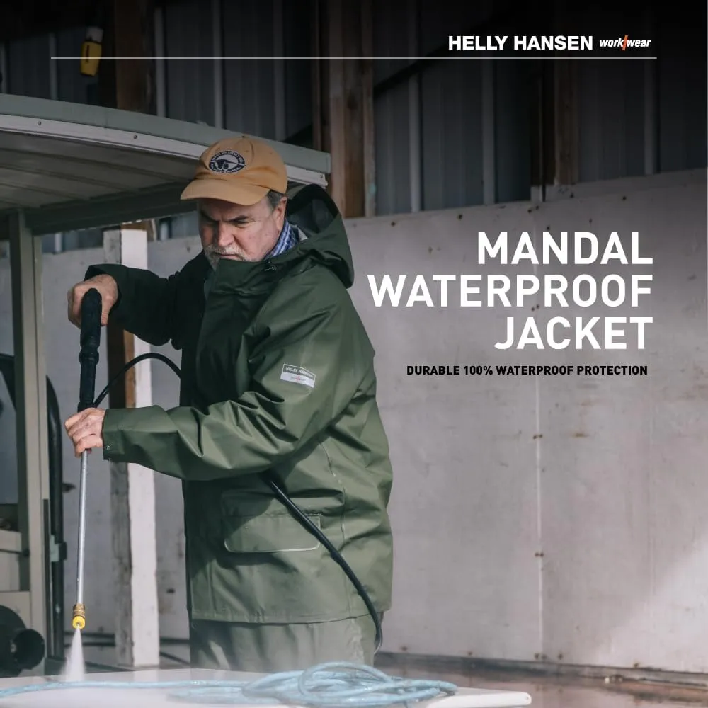 Helly-Hansen Workwear Mandal Adjustable Waterproof Jackets for Men - Comfortable PVC-Coated Protective Rain Coat for Men