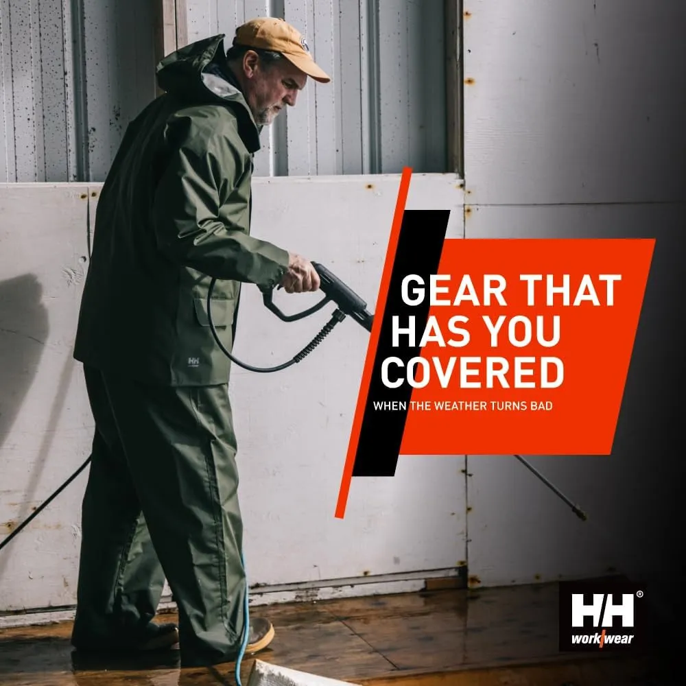 Helly-Hansen Workwear Mandal Adjustable Waterproof Jackets for Men - Comfortable PVC-Coated Protective Rain Coat for Men