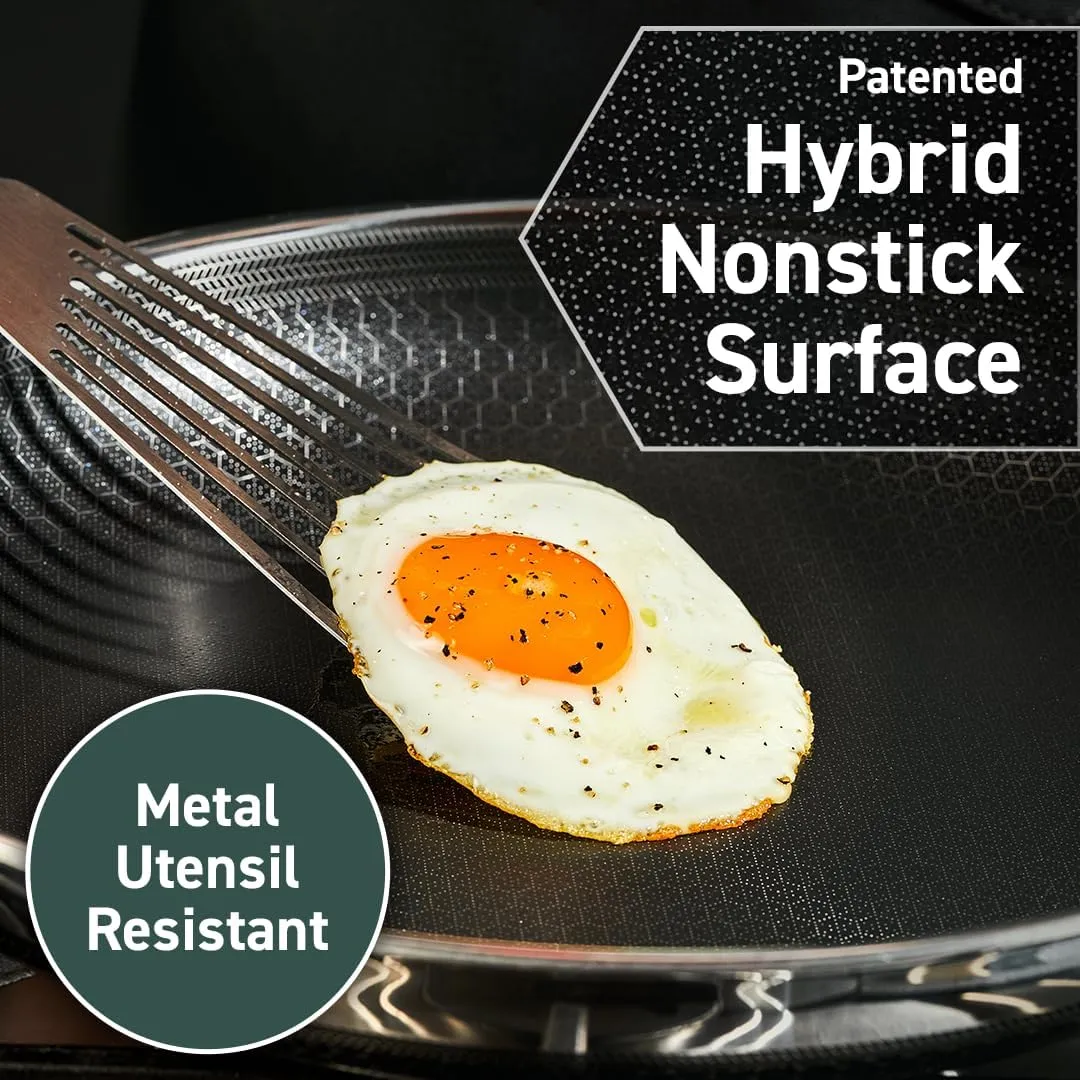 HexClad Hybrid Nonstick 8-Inch Frying Pan, Stay-Cool Handle, Dishwasher-Friendly, Oven-Safe Up to 900°F, Induction-Ready, Compatible with All Cooktops
